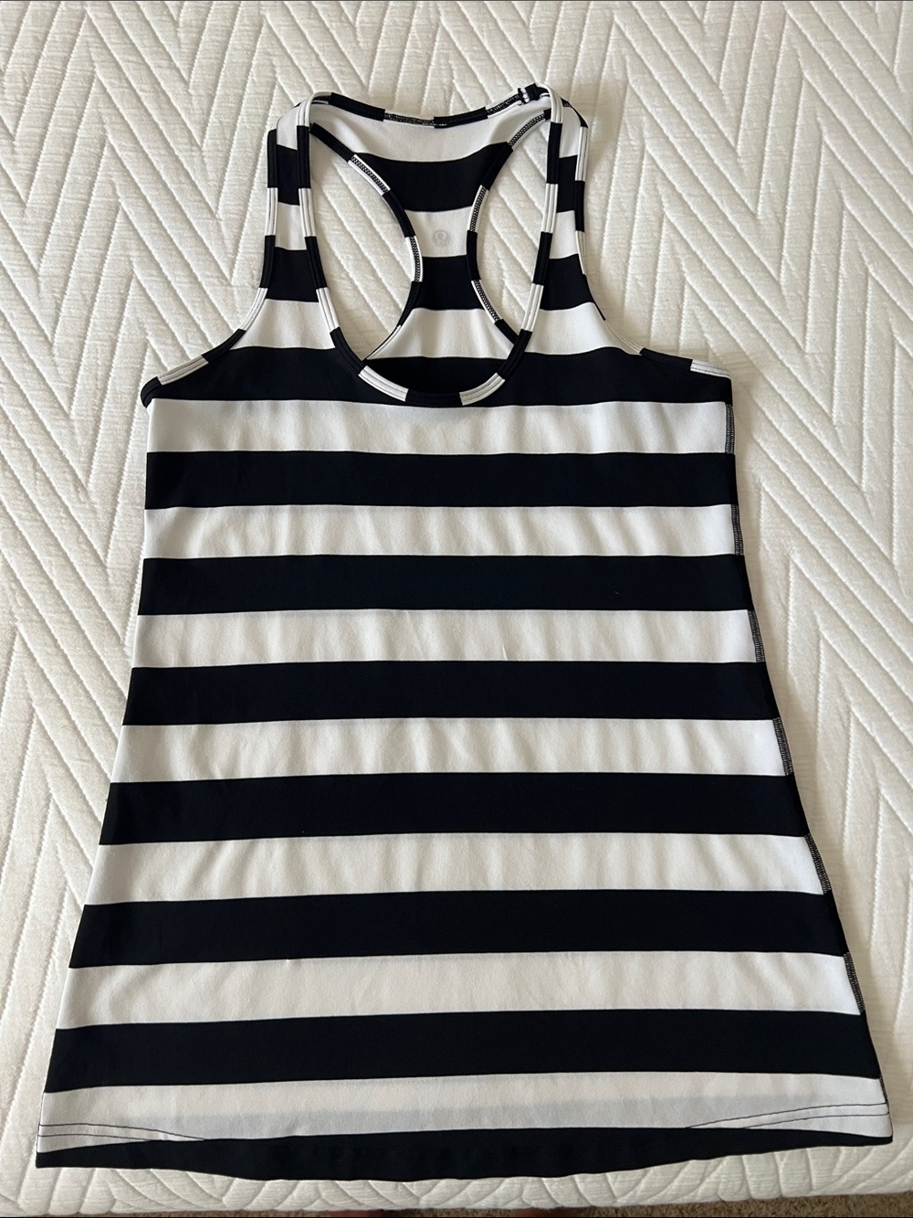 lululemon athletica Black and White Striped Racerback Tank